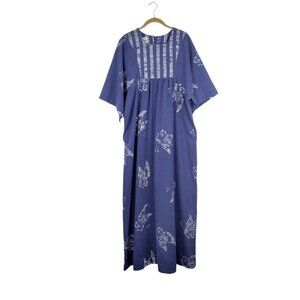 Sidan Liberty House of Hawaii Vtg Muumuu Maxi Kaftan Blue Block Print Size 18